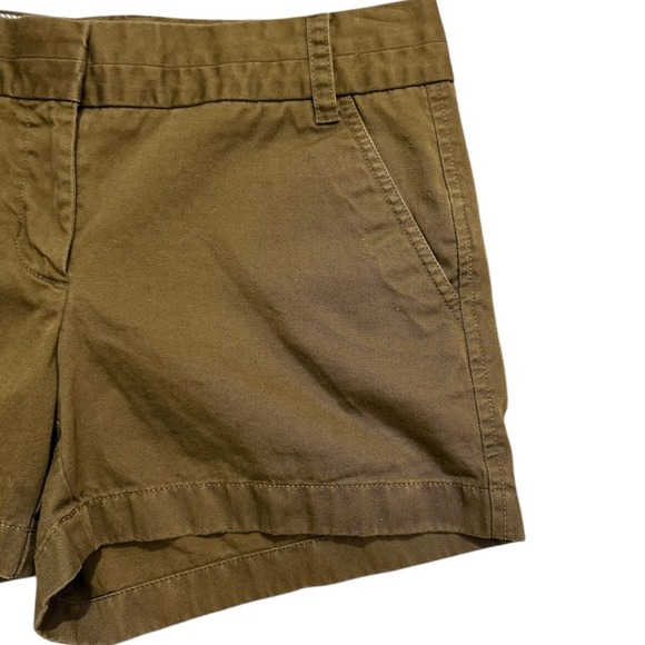 J.Crew Chino Shorts Women Dark Khaki Tan Cotton Casual Flat Front Size 4 - Picture 4 of 7